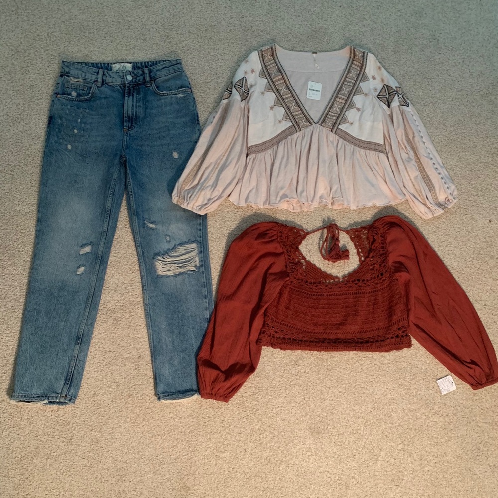 NWT Free People Jeans/Tops 26 Sm Olivaceous Tops